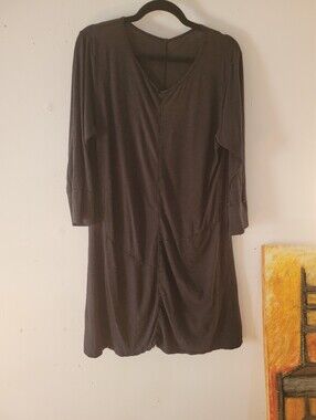 Blue Canoe XL Organic Cotton Black Long-Sleeve V-Neck Tunic Dress